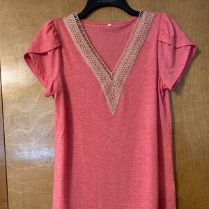 Ladies Short Sleeve Pink Small Shirt Bought from Amazon so doesn’t have a brand